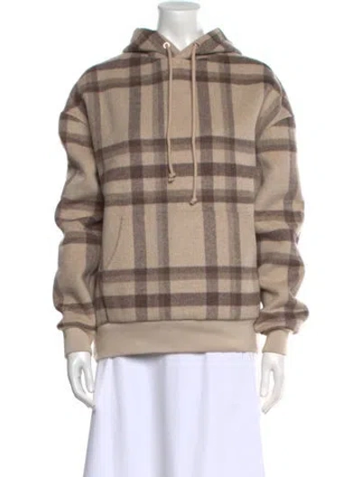 Pre-owned Kith Plaid Print Mock Neck Sweatshirt In Neutral