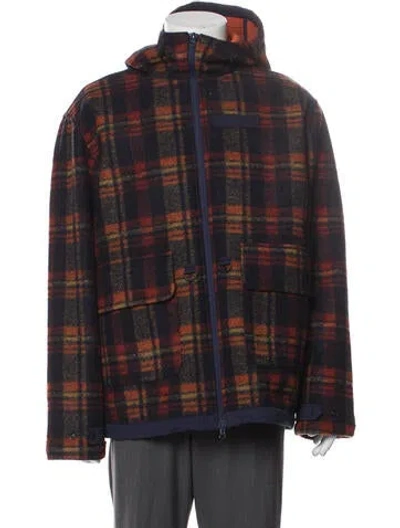 Pre-owned Kith Plaid Print Parka In Orange