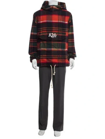 Pre-owned Kith Plaid Print Parka In Orange