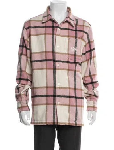 Pre-owned Kith Plaid Print Peacoat In Pink
