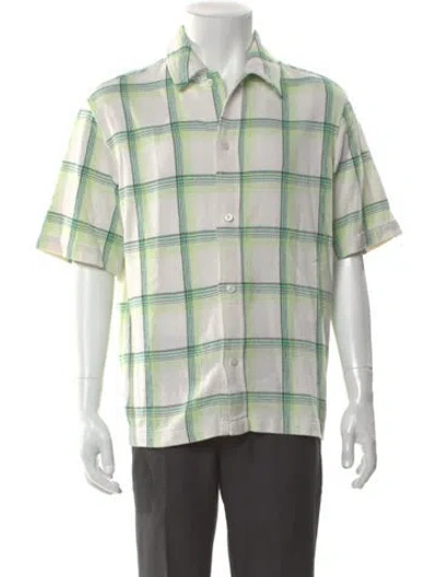 Pre-owned Kith Plaid Print Short Sleeve Shirt In Green