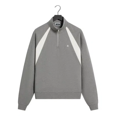 Kith Ponte Novak Quarter Zip 'medium Heather Grey' In Yellow