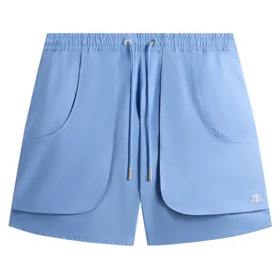 Pre-owned Kith Poplin Fowler Short 'millstream' | Blue | Men's Size L