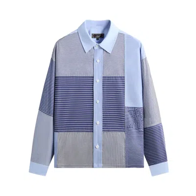 Pre-owned Kith Poplin Stripe Henson Shirt 'darkshore' | Blue | Men's Size Xl