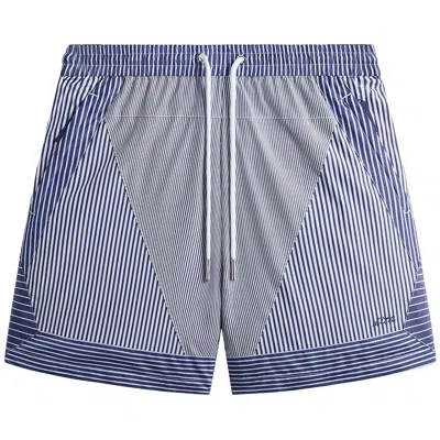 Pre-owned Kith Poplin Stripe Turbo Short 'darkshore' | Blue | Men's Size L