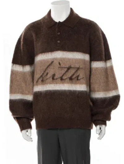 Pre-owned Kith Printed Collar Polo Sweater In Brown