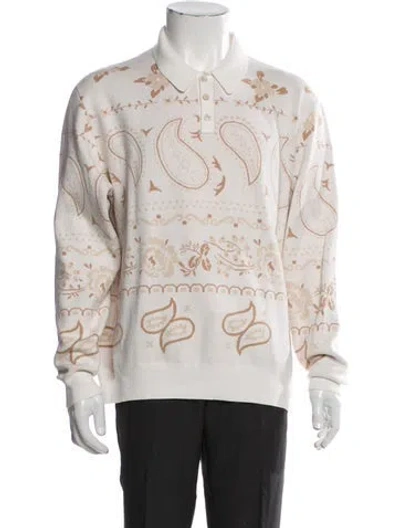 Pre-owned Kith Printed Collar Polo Sweater In White