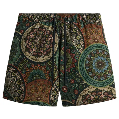 Pre-owned Kith Printed Collins Swim Short 'stadium' | Green | Men's Size Xs