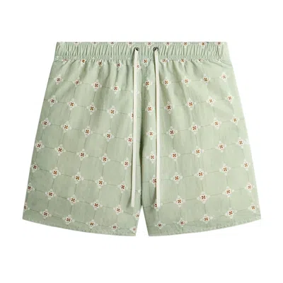 Pre-owned Kith Printed Collins Swim Short 'stoneware' | Green | Men's Size Xxl