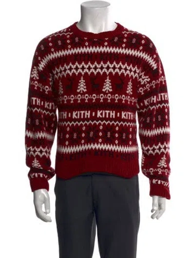Pre-owned Kith Printed Crew Neck Pullover In Red
