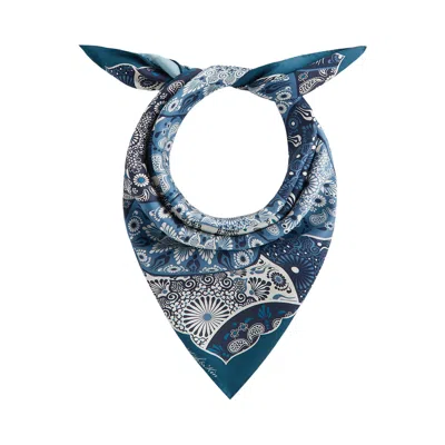 Pre-owned Kith Printed Mandala Silk Scarf 'novel' | Blue | Men's Size Onesize