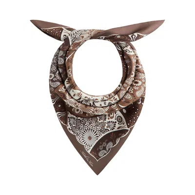 Pre-owned Kith Printed Mandala Silk Scarf 'woodland' | Brown | Men's Size Onesize