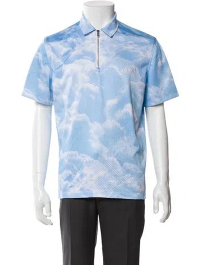 Pre-owned Kith Printed Short Sleeve Shirt In Blue