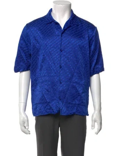 Pre-owned Kith Printed Short Sleeve Shirt In Blue