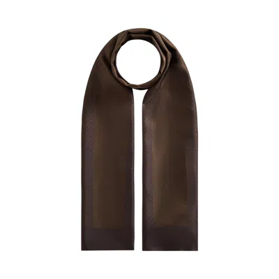 Pre-owned Kith Printed Silk Rally Scarf 'auberge' | Brown | Men's Size Onesize