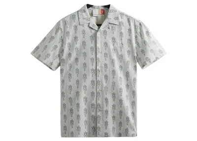 Pre-owned Kith Printed Thompson Stiped Ornament Camp Collar Shirt In Atlas