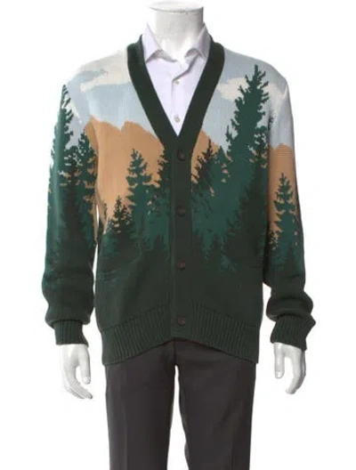 Pre-owned Kith Printed V-neck Cardigan In Green