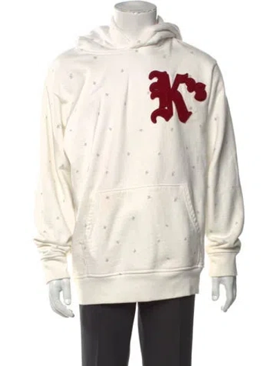 Pre-owned Kith Printed V-neck Hoodie In White