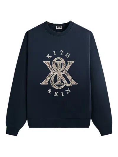 Kith Python-print Crew-neck Sweatshirt In Blue