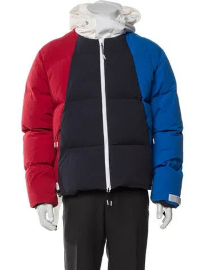 Pre-owned Kith Quilted Pattern Colorblock Pattern Puffer Coat In Blue