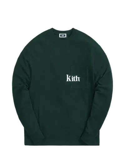 Kith Quinn Logo-print Long-sleeve T-shirt In Green