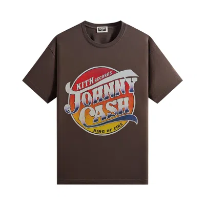 Pre-owned Kith Records For Johnny Cash Ring Of Fire Vintage Tee 'hickory' | Brown | Men's Size L