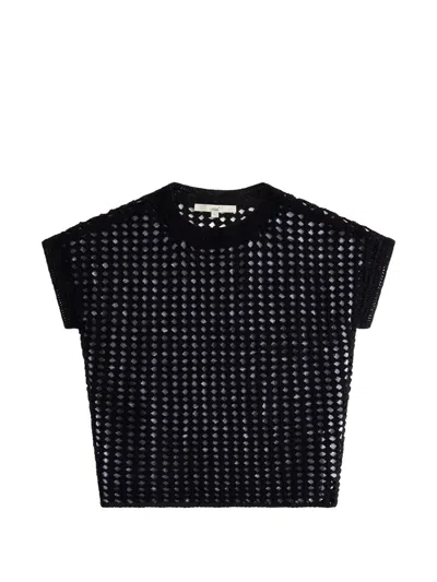 Kith Rhea Crochet-knit T-shirt In Black