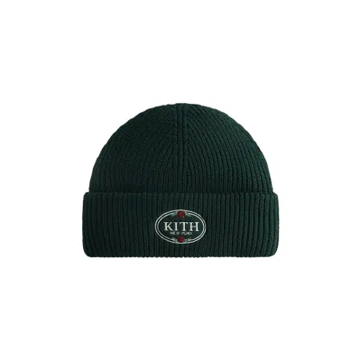 Pre-owned Kith Rose Embroidered Cuffed Beanie 'stadium' | Green | Men's Size Onesize