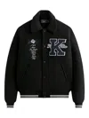 Kith Rose-embroidered Varsity Jacket In Black