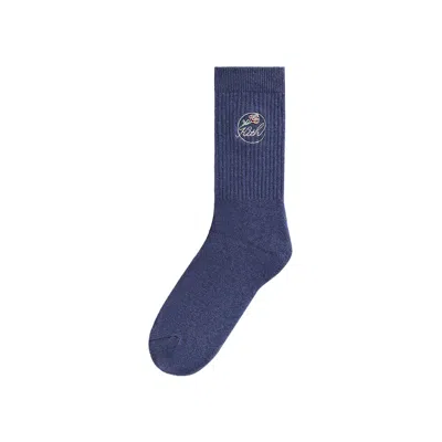 Pre-owned Kith Rose Script Cotton Crew Socks 'elevation Heather' | Blue | Men's Size Onesize