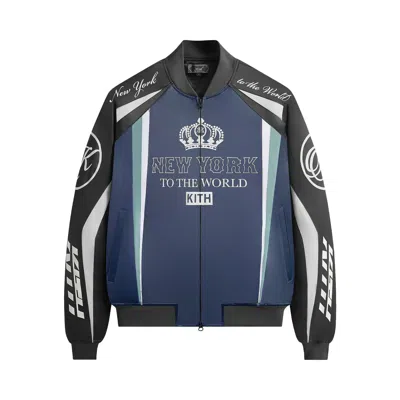 Pre-owned Kith Roy Racing Nylon Bomber Jacket 'nocturnal' | Blue | Men's Size Xxl