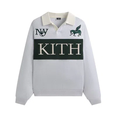 Pre-owned Kith Rugby Nelson Collared Pullover 'light Heather Grey' | Men's Size Xl In Gray