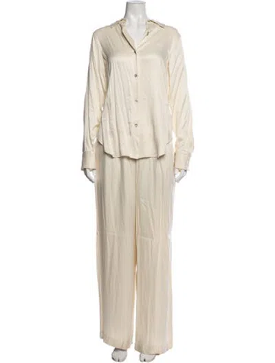 Pre-owned Kith Satin Embroidered Accent Pant Set In Neutrals
