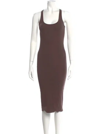 Pre-owned Kith Scoop Neck Midi Length Dress In Brown