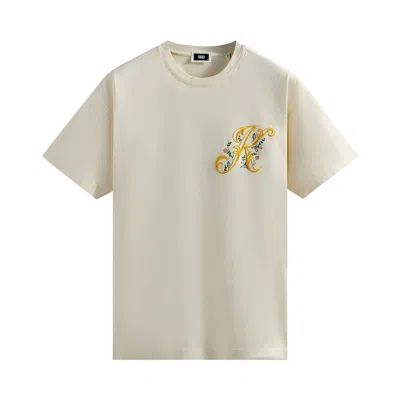 Pre-owned Kith Script Floral Tee 'sandrift' | Cream | Men's Size Xl In White