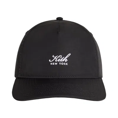 Pre-owned Kith Script Wrinkle Nylon Bay Low Pinch Crown Snapback 'black' | Men's Size Onesize