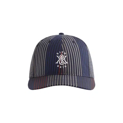 Pre-owned Kith Seersucker Aaron Classic Cap 'nocturnal' | Blue | Men's Size Onesize
