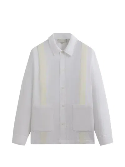 Kith Seersucker Boxy Collared Shirt Jacket In White