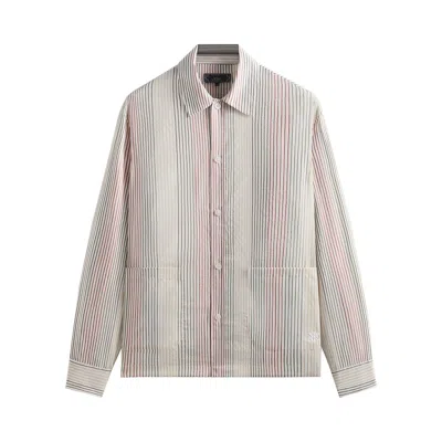 Pre-owned Kith Seersucker Long-sleeve Boxy Collared Overshirt 'white' | Men's Size Xs