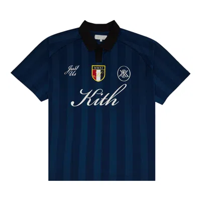 Pre-owned Kith Shadow Stripe Marcel Soccer Jersey 'gulf' In Blue