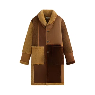 Pre-owned Kith Shearling Patchwork Becker Coat 'mesa' | Orange | Men's Size Xs