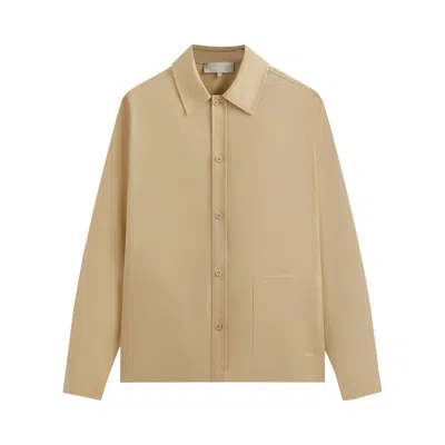 Pre-owned Kith Silk Cotton Long-sleeve Boxy Collar Overshirt 'arete' | Tan | Men's Size L In Brown