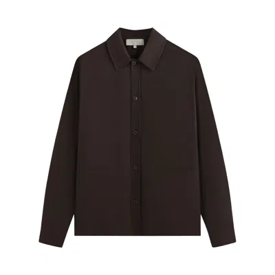 Pre-owned Kith Silk Cotton Long-sleeve Boxy Collar Overshirt 'incognito' | Brown | Men's Size S