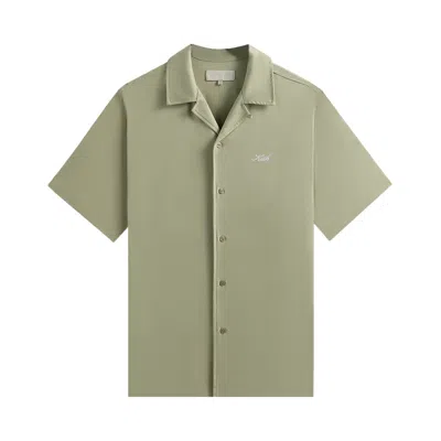 Pre-owned Kith Silk Cotton Short Sleeve Thompson Camp Collar Shirt 'region' | Green | Men's Size Xs