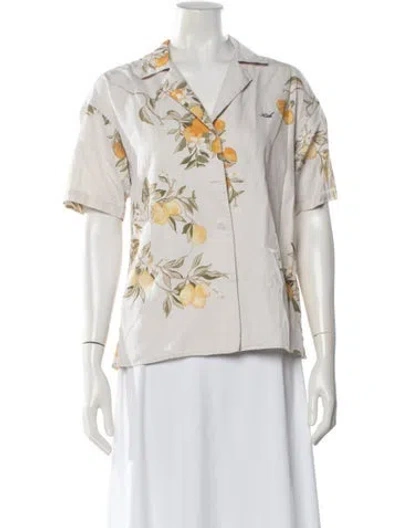 Pre-owned Kith Silk Floral Print Top In Neutral