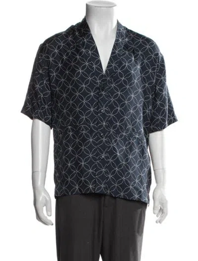 Pre-owned Kith Silk Graphic Print Shirt In Blue