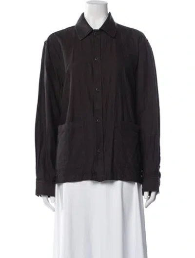 Pre-owned Kith Silk Long Sleeve Button-up Top In Black