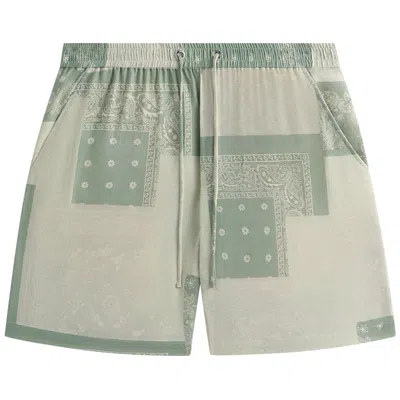 Pre-owned Kith Silk Lyocell Bandana Cedar Short 'realm' | Green | Men's Size S