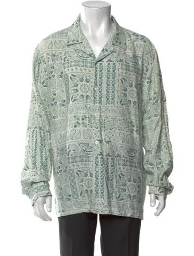 Pre-owned Kith Silk Paisley Print Shirt In Green