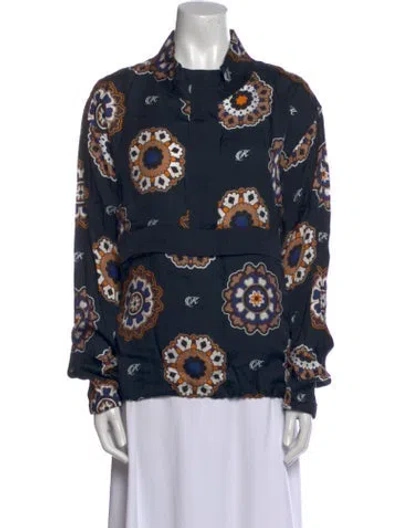 Pre-owned Kith Silk Printed Blouse W/ Tags In Blue